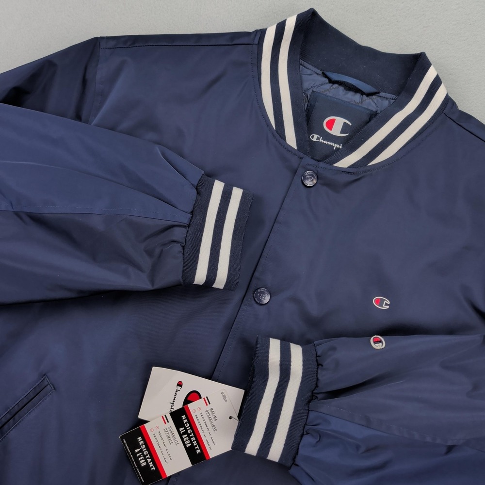 Champion Jacket Mens 2XL Navy Varsity Water Resistant Quilted Lined Bomber